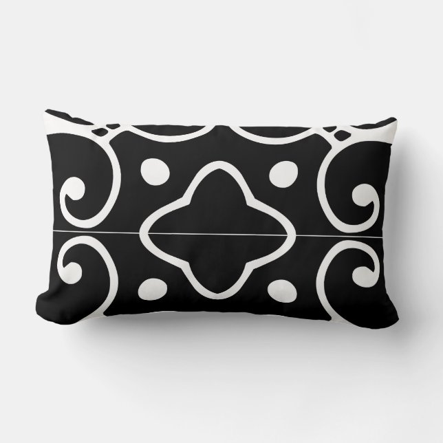 coussin en mosaïque espagnole noir et blanc (Recto)