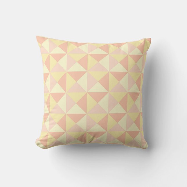 Coussin en pastel de jaune de pêche de triangles (Recto)
