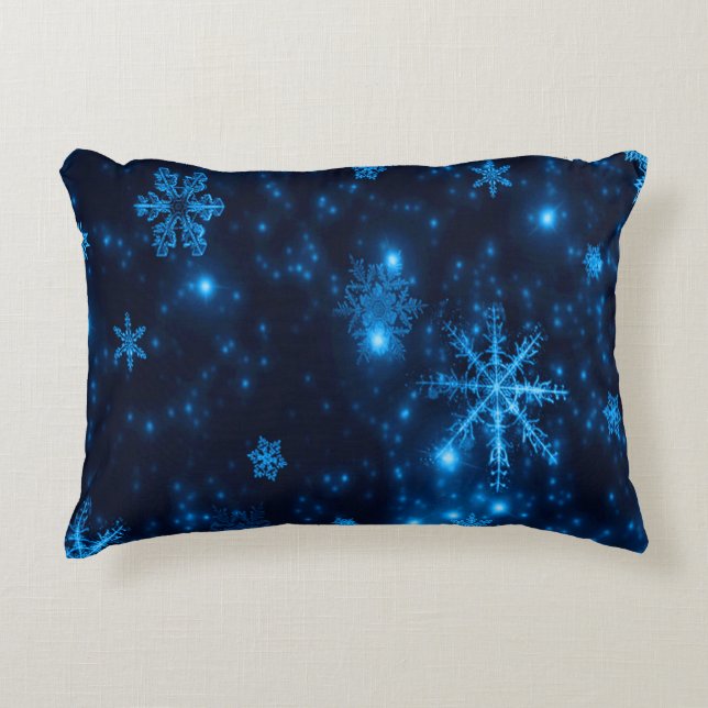 Coussin en polyester bleu profond et brillant (Devant)