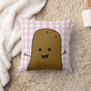 Coussin En vichy Rose de pomme de terre Brown
