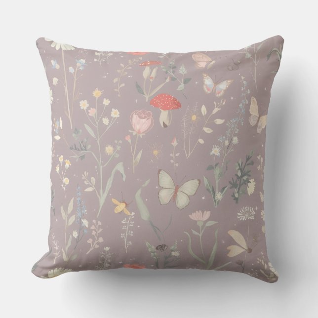 Coussin Enchanted Garden Wildflower Butterfly Whimsical (Recto)