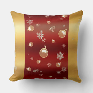 Coussin enchantement de Noël rouge et or