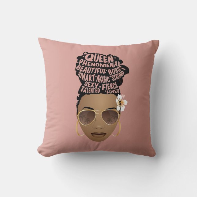 Coussin Encourageant les femmes noires, chignon naturel, r (Recto)