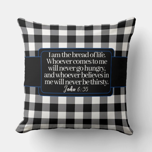 Coussin Encourageant Verset Biblique, Noir Et Blanc Plaid (Recto)