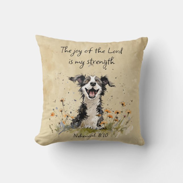Coussin Encourager la joie du Seigneur est ma force (Recto)