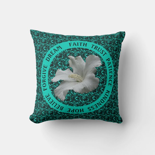 Coussin Encourager les mots Hibiscus Inspirationnel (Recto)