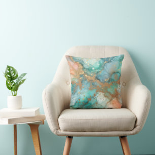 Coussin encre d'alcool bleu et vert