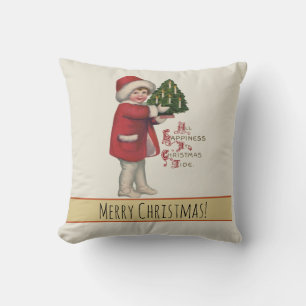 Coussin Enfant avec illustration vintage d'art de sapin de