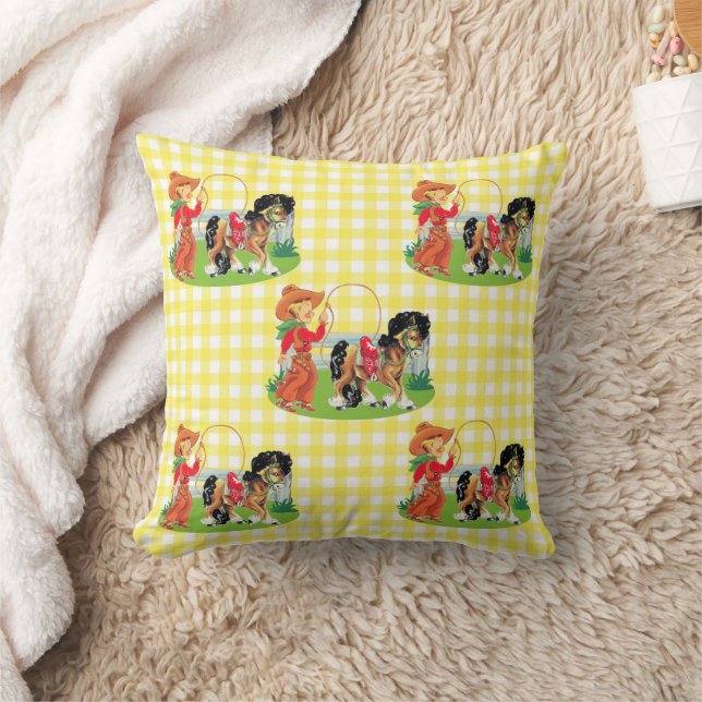 Coussin Enfant Cowboy Avec Corde Et Cheval (Couverture)
