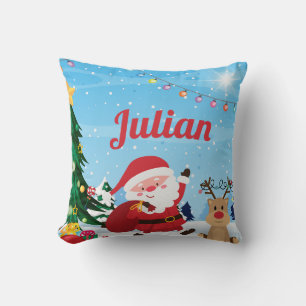 Coussin enfant de nom Père Noël personnalisé