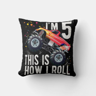 Coussin Enfants 5 ans 5e anniversaire Garçon Monster Truc
