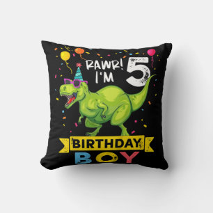 Coussin Enfants 5 ans 5e anniversaire garçon T Rex Dinosau