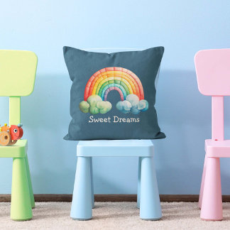 Coussin Enfants Arc-en-ciel Pastel Fantaisiste dans les Nu