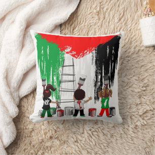 Coussin Enfants de Gaza peignant le drapeau de la Palestin