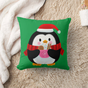 Coussin Enfants de pingouins customisés à Noël heureux