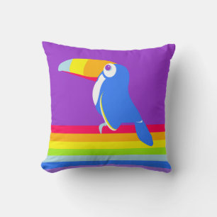 Coussin Enfants graphiques toucan arc-en-ciel coloré couss