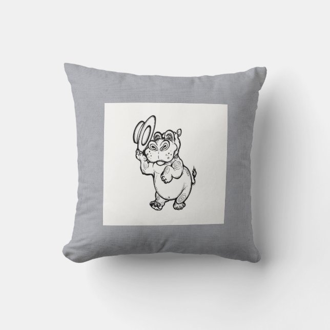 Coussin Enfants Hippopotame de naissance moderne garçon po (Recto)
