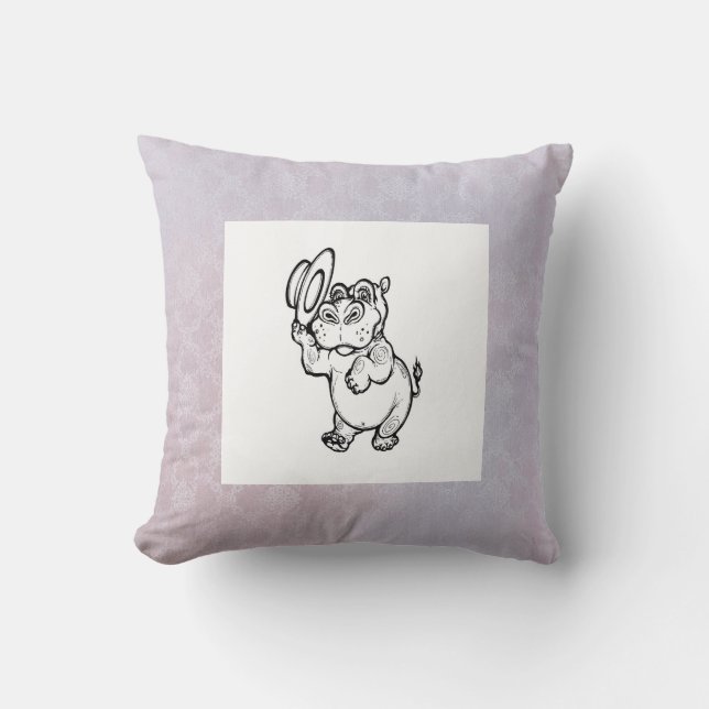 Coussin Enfants Hippopotame de naissance moderne garçon po (Recto)
