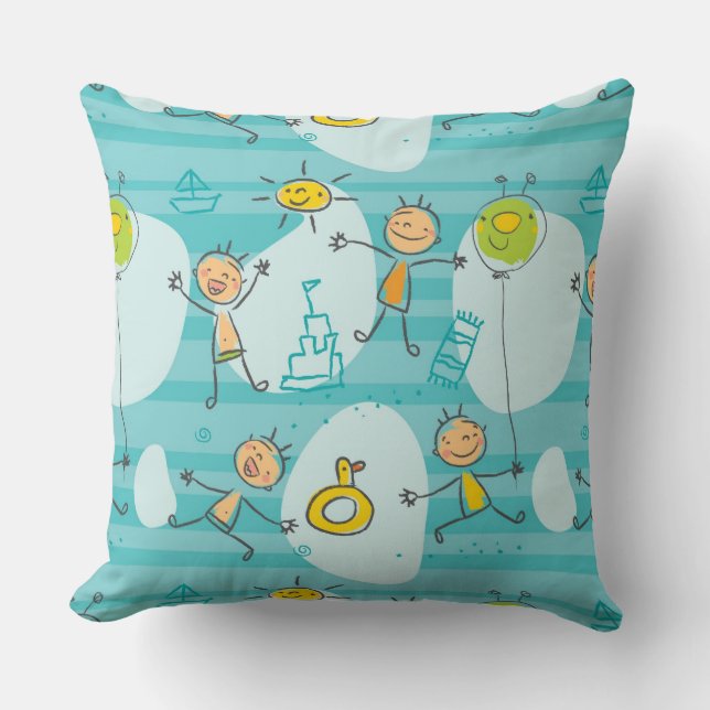 Coussin Enfants mignons jouant sur le motif de plage (Recto)