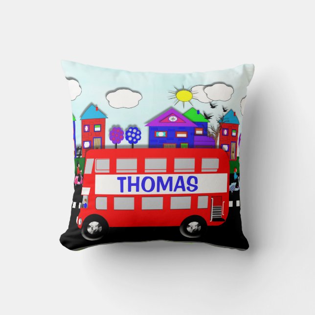 Coussin Enfants personnalisées Big Red Bus (Recto)