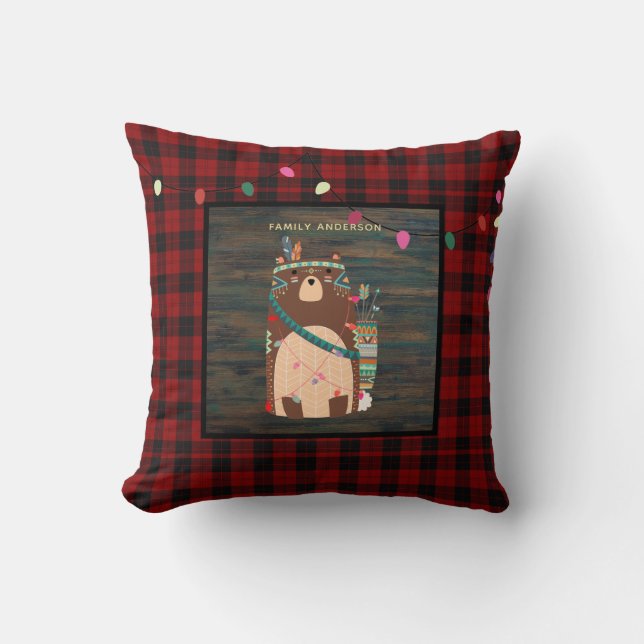 Coussin Enfants Personnalisés Xmas Tribal Bear Buffalo Pla (Recto)