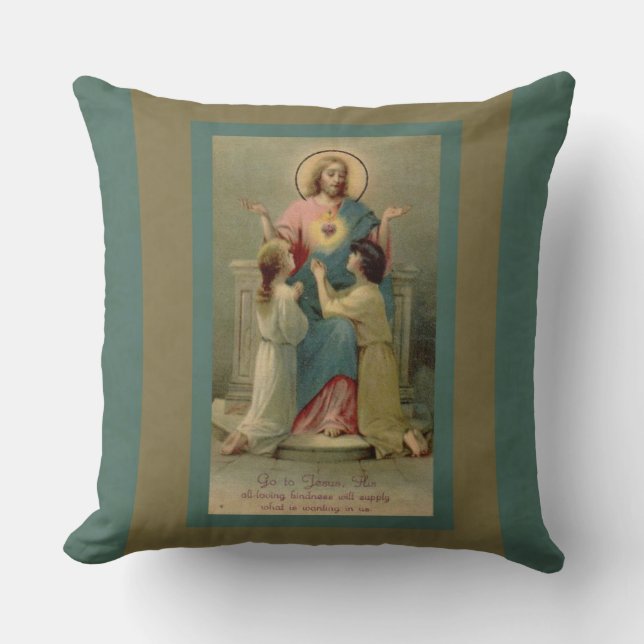 Coussin Enfants sacrés de Jésus de coeur se mettant à (Recto)