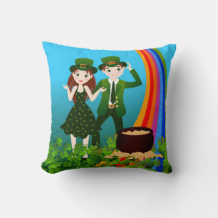 Coussin Enfants vêtus de vêtements verts de la Saint Patri