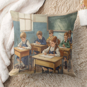 Coussin Enfants Vintage à l'école