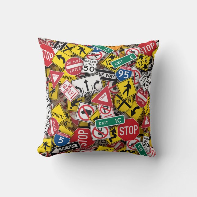 Coussin Enseignant de la conduite Collage des panneaux de  (Recto)