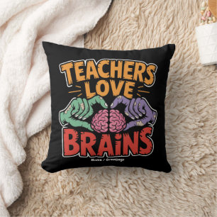 Coussin Enseignants Aimer Cerveaux Zombie Mains Coeur Hall
