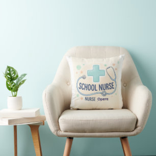 Coussin Enseigne personnalisée d'infirmière scolaire vinta