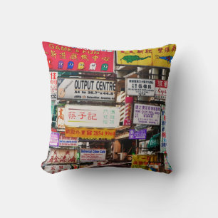 Coussin Enseignes au néon dans les rues de Hong Kong