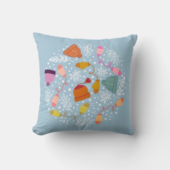 Coussin Ensemble d'hiver Casquettes et Mittens (Recto)