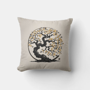 Coussin Enso Zen Cercle Sakura arbre