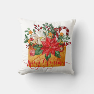 Coussin Enveloppe florale de Joyeux Noël