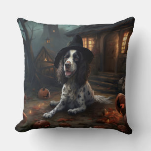 Coussin Épagneul Springer Anglais Citrouilles Halloween Ép