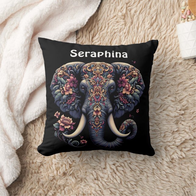 Coussin Éphant floral (Couverture)