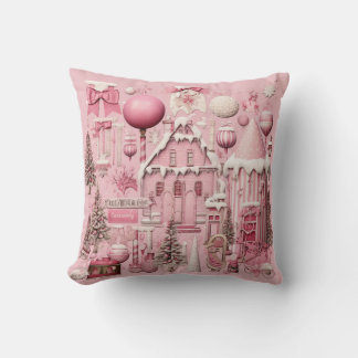 Coussin Ephémère de Noël rose Jeu d'oreiller