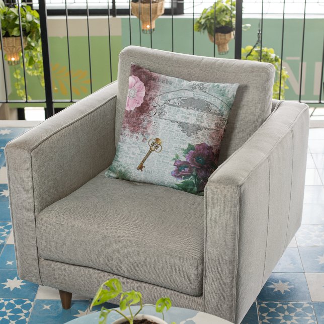 Coussin Ephémère florale victorienne Décor maison (Créateur téléchargé)