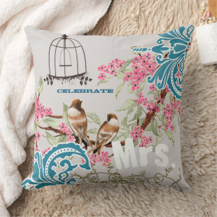 Coussin Épouse Damask Inséparable Cerry Blossom Birdcage