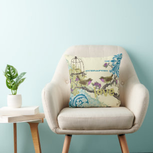 Coussin Épouse Everafter Turquoise Lime & Plum Birdcage
