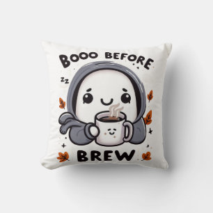 Coussin Épouvantail avant la préparation de café drôle et 