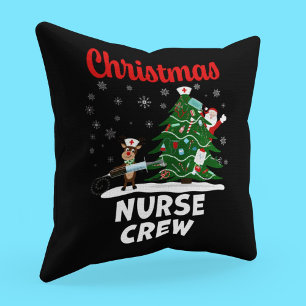 Coussin Équipage de l'infirmière de Noël avec Père Noël et