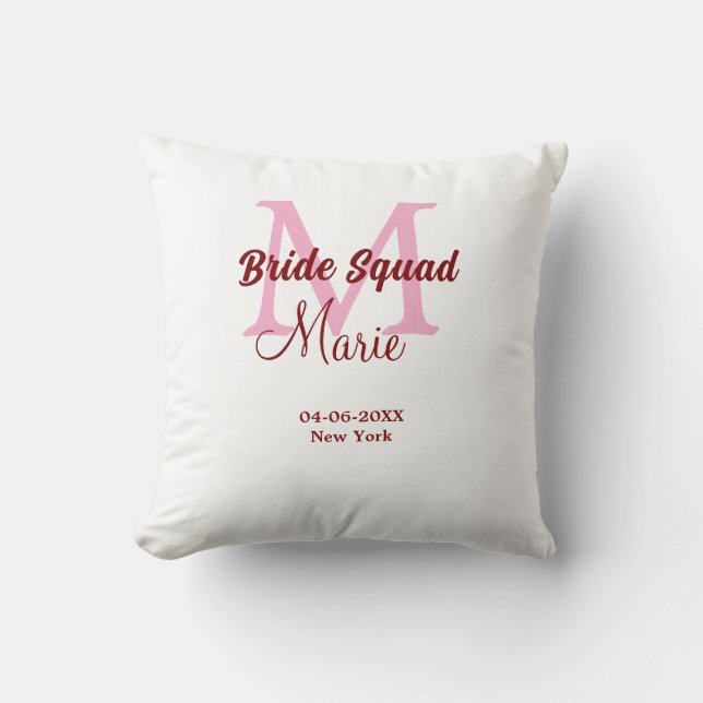 Coussin Equipe de mariée ajouter nom monogramme demoiselle (Recto)