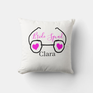 Coussin Équipe de mariée lunettes de soleil rose noir cœur