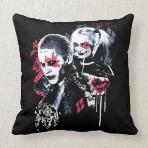 Coussin Équipe de suicide   Graffiti peint Joker & Harley