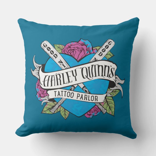 Coussin Équipe de suicide | Harley Quinn's Tattoo Parlor H (Recto)