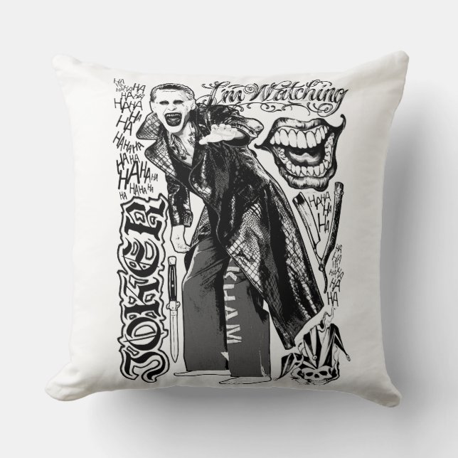 Coussin Équipe de suicide | Joker Typography Photo (Recto)