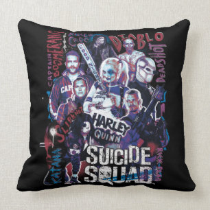 Coussin Équipe de suicide   Task Force X Typographie Photo