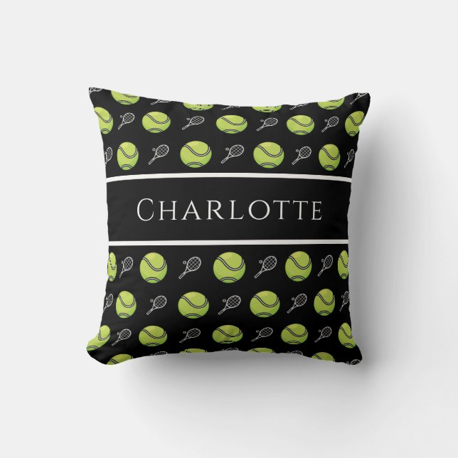 Coussin Équipe d'entraîneurs de balles de tennis vertes et (Recto)